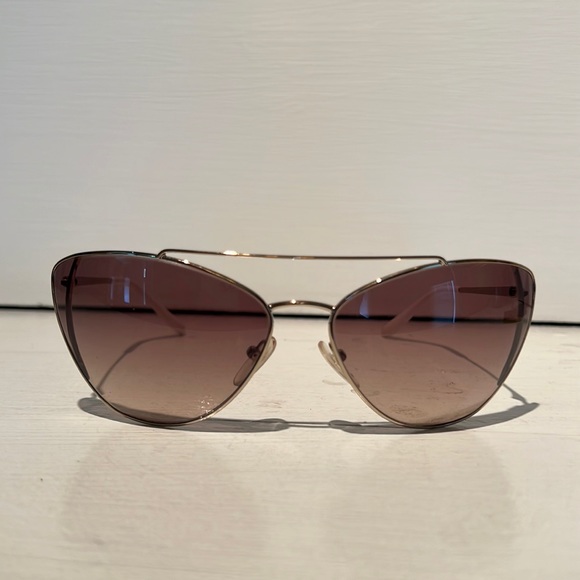 LIKE NEW PRADA SPR 65V ZVN 3D0 GOLD BROWN AUTHENTIC SUNGLASSES FRAME SPR65V - Picture 1 of 7